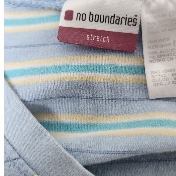 No Boundaries Lgt Blue, White ,Yellow and Teal Short Sleeve T shirt Jr. Size 7-9 - Picture 6 of 8